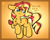 Size: 2385x1920 | Tagged: safe, artist:kimjoman, derpibooru import, sunset shimmer, pony, unicorn, chest fluff, cute, dialogue, female, floppy ears, gradient background, lidded eyes, mare, raised leg, shimmerbetes, smiling, solo