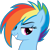 Size: 469x469 | Tagged: safe, artist:the smiling pony, derpibooru import, rainbow dash, pegasus, pony, .svg available, alternate hairstyle, derpibooru, derpibooru badge, female, grin, lidded eyes, looking at you, mare, meta, short hair, simple background, smiling, solo, svg, transparent background, vector