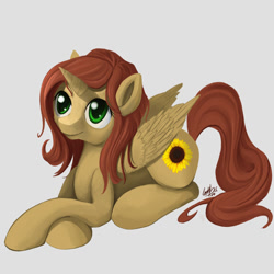 Size: 900x900 | Tagged: safe, artist:genbulein, oc, oc only, oc:erin olsen, oc:sunflower, alicorn, pony, fanfic:project sunflower, alicorn oc, fanfic art, solo