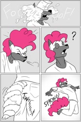 Size: 852x1280 | Tagged: safe, artist:clock-face, pinkie pie, anthro, comic:pinkie sense, comic, pinkie sense, rule 63, transformation, transgender transformation