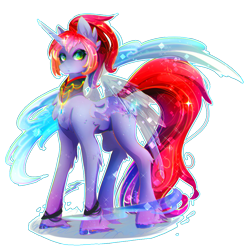 Size: 977x1003 | Tagged: safe, artist:koveliana, oc, oc only, oc:koveliana, alicorn, pony, alicorn oc, chromatic aberration, color porn, solo