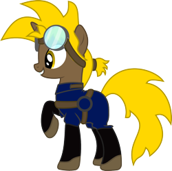 Size: 1500x1494 | Tagged: safe, artist:forgotten-remnant, oc, oc only, oc:golden gear, pony, unicorn, belt, boots, goggles, happy, overalls, simple background, transparent background, vector