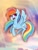 Size: 1200x1600 | Tagged: safe, artist:rainbow57716359, derpibooru import, rainbow dash, pegasus, pony, cute, female, flying, mare, sky, wings