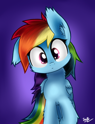 Size: 3000x3900 | Tagged: safe, artist:sheandog, rainbow dash, pegasus, pony, confused, cute, dashabetes, floppy ears, fluffy, frown, head tilt, looking at you, solo, wide eyes