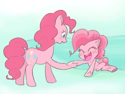 Size: 640x480 | Tagged: safe, artist:yakieringi014, derpibooru import, pinkie pie, earth pony, pony, my little pony: pony life, too many pinkie pies, female, generational ponidox, holding hooves, mare, mirror pool