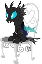 Size: 3553x5305 | Tagged: safe, artist:v0jelly, kevin (changeling), changeling, slice of life (episode), chair, frown, male, simple background, sitting, solo, that was fast, transparent background, vector