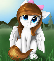 Size: 2100x2400 | Tagged: safe, artist:captainpudgemuffin, oc, oc only, oc:akira, pegasus, pony, bow, cute, hair bow, looking at you, solo