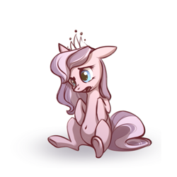 Size: 507x507 | Tagged: safe, artist:28gooddays, derpibooru import, diamond tiara, earth pony, pony, confused, female, filly, missing cutie mark, open mouth, simple background, sitting, solo, white background