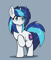 Size: 1026x1204 | Tagged: safe, artist:droll3, derpibooru import, gleaming shield, shining armor, pony, unicorn, female, gray background, mare, one hoof raised, rule 63, simple background, solo