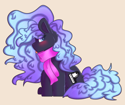 Size: 2500x2100 | Tagged: safe, artist:sailor, derpibooru import, oc, oc only, earth pony, pony, blushing, clothes, commission, cutie mark, fluffy, fluffy mane, full body, scarf, shy, tongue out