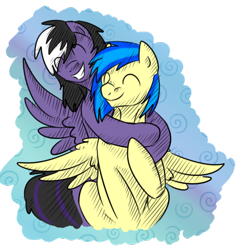 Size: 500x528 | Tagged: safe, artist:stormblaze-pegasus, oc, oc only, oc:silvia, oc:stormblaze, cute, eyes closed, hug, simple background, smiling, transparent background