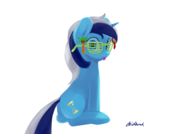 Size: 1024x768 | Tagged: safe, artist:chickhawk96, minuette, cute, glasses, shutter shades, solo, tongue out