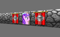 Size: 598x373 | Tagged: safe, artist:adammasterart, starlight glimmer, twilight sparkle, pony, unicorn, the cutie map, 3d, banner, flag, portrait, preview, twilight: escape from stalliongrad, wall, wolfenstein, wolfenstein 3d