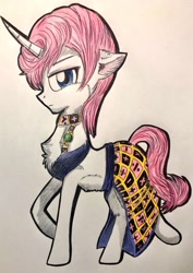 Size: 753x1062 | Tagged: safe, artist:shinycyan, derpibooru import, pony, chest fluff, crossover, golden wind, jojo's bizarre adventure, ponified, traditional art, trish una