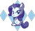 Size: 600x526 | Tagged: safe, artist:xkappax, derpibooru import, rarity, pony, unicorn, chibi, cute, cutie mark background, female, looking at you, looking back, looking back at you, mare, raribetes, simple background, sitting, solo, transparent background