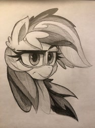 Size: 1280x1707 | Tagged: safe, artist:ignis, derpibooru import, rainbow dash, pegasus, pony, bust, paper, pencil, pencil drawing, portrait, solo, traditional art