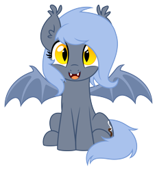 Size: 4461x4866 | Tagged: safe, artist:wingedwolf94, oc, oc only, oc:panne, bat pony, pony, absurd resolution, bat pony oc, cute, looking at you, open mouth, show accurate, simple background, smiling, transparent background, vector