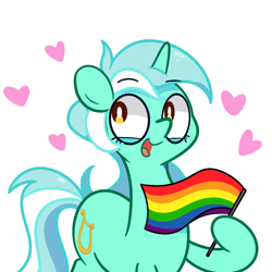 Size: 900x900 | Tagged: safe, artist:turtlefarminguy, lyra heartstrings, gay pride, gay pride flag, heart, pride, pride flag, solo