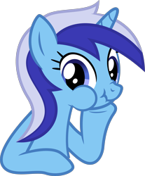 Size: 4000x4821 | Tagged: safe, artist:ambassad0r, minuette, amending fences, absurd resolution, chewing, cute, eating, leaning, looking at you, minubetes, nose wrinkle, puffy cheeks, scrunchy face, simple background, solo, transparent background, vector