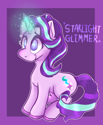 Size: 1228x1489 | Tagged: safe, artist:spendwiselytoons, derpibooru import, starlight glimmer, pony, unicorn, glowing horn, horn, smiling, solo