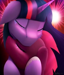 Size: 1280x1506 | Tagged: safe, artist:itssim, derpibooru import, tempest shadow, twilight sparkle, pony, cheek fluff, crying, cuddling, ear fluff, eyes closed, female, fireworks, floppy ears, lesbian, mare, nuzzling, shipping, tempestlight, windswept mane