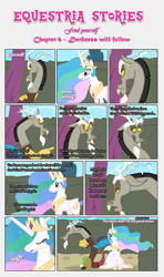 Size: 1919x3245 | Tagged: safe, artist:estories, discord, princess celestia, alicorn, pony, comic:find yourself, comic