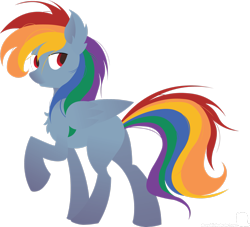 Size: 2569x2335 | Tagged: safe, artist:simonk0, derpibooru import, rainbow dash, pegasus, pony, female, folded wings, looking back, mare, raised hoof, simple background, solo, transparent background, wings