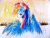 Size: 2816x2112 | Tagged: safe, artist:lililioon, derpibooru import, rainbow dash, pegasus, pony, badass, cool, female, looking at you, looking back, mare, sky, solo, spread wings, sun, traditional art, wings