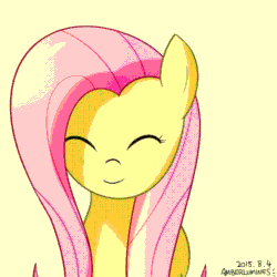 Size: 800x800 | Tagged: safe, artist:vanillafox2035, fluttershy, pegasus, pony, 60 fps, animated, eyes closed, female, headbob, mare, party hard, party soft, smiling, solo