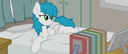 Size: 2421x1039 | Tagged: safe, artist:zylgchs, derpibooru import, oc, oc only, oc:cynosura, pegasus, pony, bed, book, cute, messy mane, morning ponies, prone, solo, vector