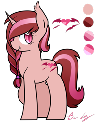 Size: 711x891 | Tagged: safe, artist:cloureed, oc, oc only, oc:candy heart, bat pony, pony, unicorn, pink eyes, simple background, solo, transparent background