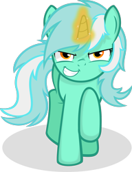 Size: 1500x1953 | Tagged: safe, artist:godoffury, lyra heartstrings, pony, unicorn, .svg available, evil grin, glare, grin, looking at you, magic, raised hoof, rapeface, simple background, smirk, solo, svg, transparent background, vector