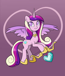 Size: 1200x1400 | Tagged: safe, artist:mew-me, derpibooru import, princess cadance, alicorn, pony, arrow, bow (weapon), crystal, cupid, holiday, valentine's day