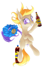 Size: 1280x1862 | Tagged: safe, artist:stoic5, edit, oc, oc only, oc:pom pom, bat pony, pony, beer, belly button, cute, fangs, grin, happy, hoof hold, jigulyovskoe, jumping, looking at you, pom pom, russian, shitposting, simple background, smiling, solo, squee, transparent background, wing hands