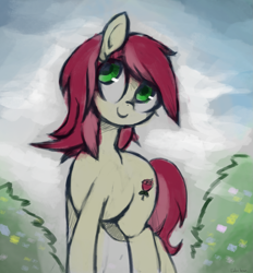 Size: 1649x1775 | Tagged: safe, artist:colochenni, derpibooru import, roseluck, earth pony, pony, drawthread, female, mare, smiling, solo