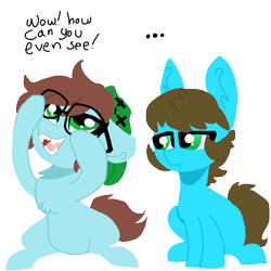 Size: 1000x1000 | Tagged: safe, artist:nootaz, derpibooru import, oc, oc only, pony, chest fluff, glasses, simple background, teasing, transparent background