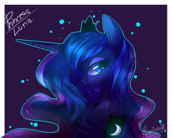 Size: 1280x1024 | Tagged: safe, artist:bae-mon, derpibooru import, princess luna, alicorn, pony, bust, female, mare, portrait, profile, solo