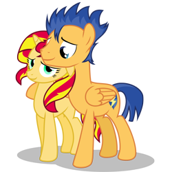 Size: 1048x1048 | Tagged: safe, artist:anarchemitis, flash sentry, sunset shimmer, pegasus, pony, unicorn, female, flashimmer, male, shipping, simple background, straight, transparent background, vector