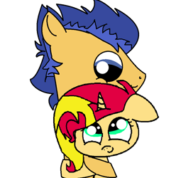 Size: 826x834 | Tagged: safe, artist:screllball5, flash sentry, sunset shimmer, pony, flashimmer, shipping