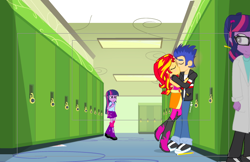 Size: 676x439 | Tagged: safe, artist:dm29, flash sentry, sci-twi, sunset shimmer, twilight sparkle, twilight sparkle (alicorn), equestria girls, female, flashimmer, heartbreak, kissing, love triangle, male, shipping, straight, twolight, what could have been