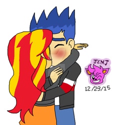 Size: 850x940 | Tagged: safe, artist:resotii, flash sentry, sunset shimmer, equestria girls, female, flashimmer, kissing, male, shipping, straight