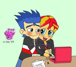 Size: 1024x897 | Tagged: safe, artist:resotii, flash sentry, sunset shimmer, equestria girls, female, flashimmer, male, romance, shipping, straight