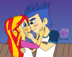 Size: 1024x812 | Tagged: safe, artist:resotii, flash sentry, sunset shimmer, equestria girls, legend of everfree, camp everfree outfits, crying, female, flashimmer, love, male, shipping, straight, tears of joy