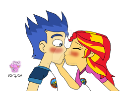 Size: 1024x758 | Tagged: safe, artist:resotii, flash sentry, sunset shimmer, equestria girls, legend of everfree, camp everfree outfits, deviantart watermark, female, flashimmer, kissing, male, obtrusive watermark, shipping, straight, watermark