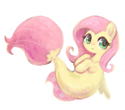 Size: 690x607 | Tagged: safe, artist:kei05, fluttershy, pegasus, pony, seapony (g4), my little pony: the movie, :<, cute, female, looking at you, simple background, solo, white background