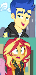 Size: 2048x4224 | Tagged: safe, flash sentry, sunset shimmer, best trends forever, better together, equestria girls, forgotten friendship, female, flashimmer, male, shipping, shipping domino, straight