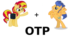 Size: 1024x563 | Tagged: safe, flash sentry, sunset shimmer, pony, female, flashimmer, male, meme, otp, shipping, straight