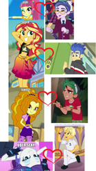 Size: 1092x1956 | Tagged: safe, adagio dazzle, clayton potter, flash sentry, larry cooper, ragamuffin (equestria girls), rarity, sour sweet, sunset shimmer, timber spruce, better together, dance magic, equestria girls, equestria girls (movie), friendship games, legend of everfree, rainbow rocks, spring breakdown, the other side, spoiler:eqg specials, background human, camp everfree logo, camp everfree outfits, claytonsweet, crack shipping, female, flashimmer, male, rarimuffin, shipping, shipping domino, straight, timberdazzle
