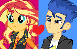 Size: 868x554 | Tagged: safe, edit, flash sentry, sunset shimmer, equestria girls, female, flashimmer, geode of empathy, magical geodes, male, shipping, shipping domino, straight