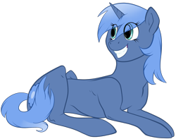 Size: 3800x3000 | Tagged: dead source, safe, artist:overdriv3n, oc, oc only, oc:paamayim nekudotayim, pony, unicorn, grin, looking back, prone, simple background, smiling, solo, squee, transparent background, vector